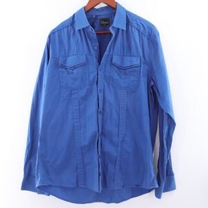 7 Diamonds Mens Blue Long Sleeve Button Up Shirt Size L‎